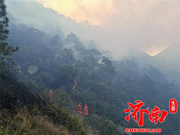 四川凉山再发山火8日11时45分因火场突起大风灭火人员暂时撤离火场