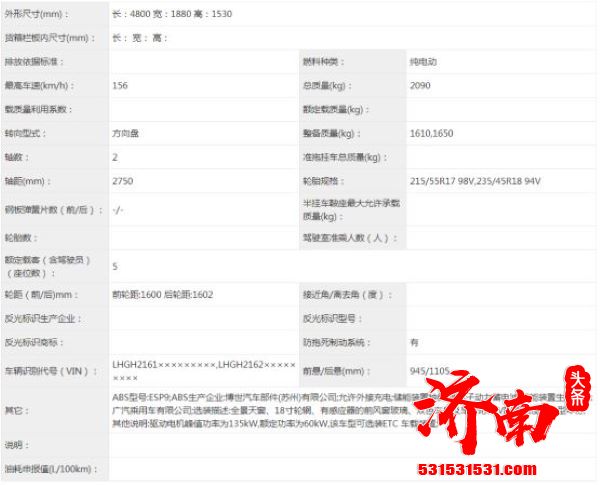 广汽本田EA6申报图曝光 造型比较动感 最大续航500km