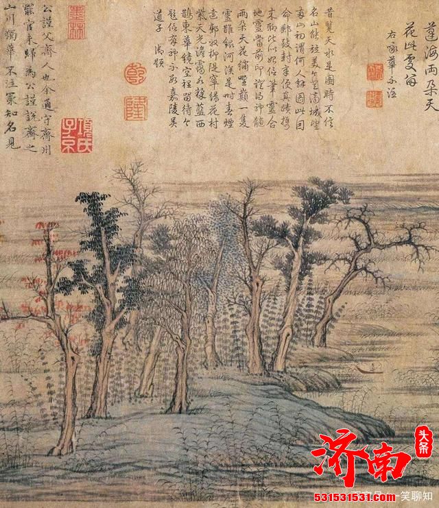 济南鹊山与华不注山，赵孟一画，就成了千古名作