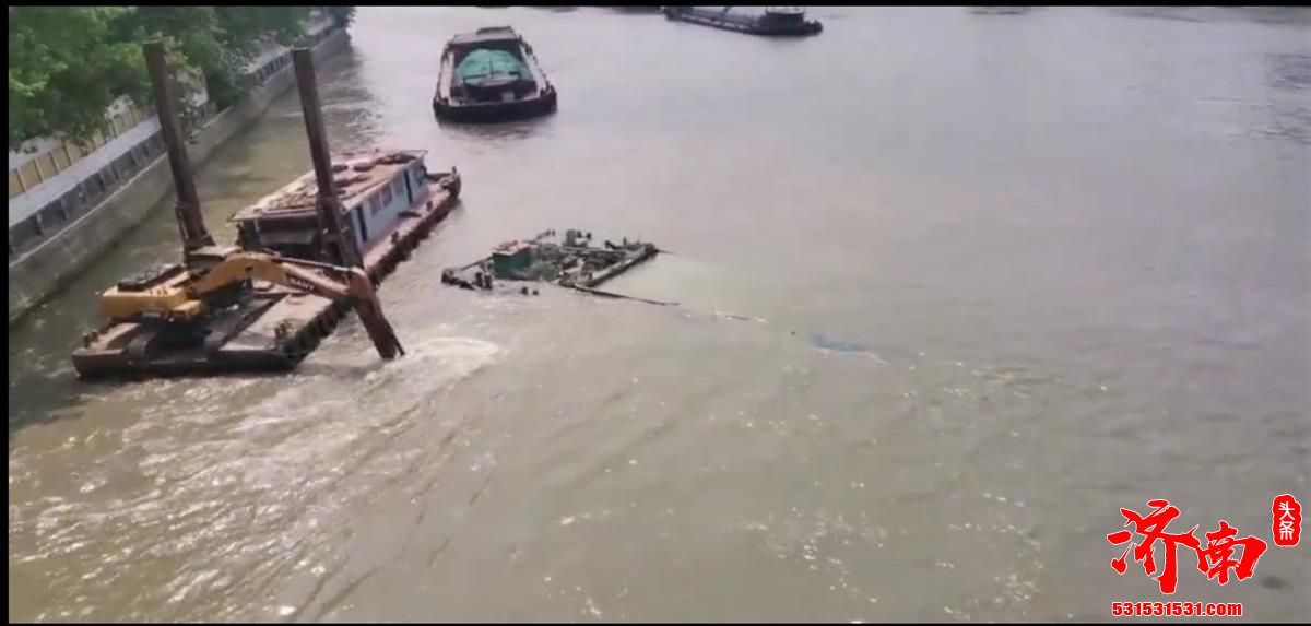 京杭大运河苏州段一货船沉没，没有人员伤亡打捞正在进行